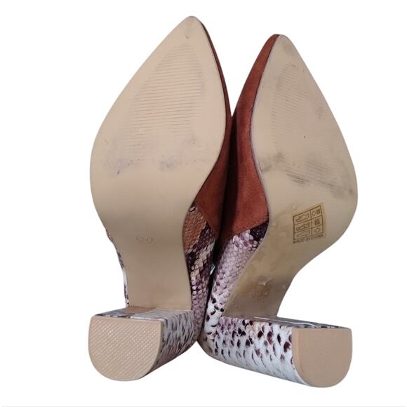 [H417] Brown Suede Snakeskin Boots, Size 37 - Picture 5 of 11